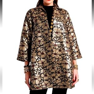 Frances Valentine Cornelia Winter Anemone Floral Jacquard Swing Jacket NWT